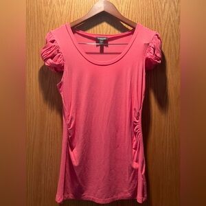 Bebe Coral Gathered Sleeve Tee